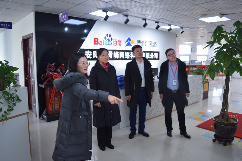 中共河南省委網(wǎng)信辦社評(píng)處處長(zhǎng)李麗同志，中共安陽(yáng)市委網(wǎng)信辦副主任、市互聯(lián)網(wǎng)行業(yè)黨委書記王曉萌同志蒞臨安陽(yáng)青峰網(wǎng)絡(luò)參觀指導(dǎo)！